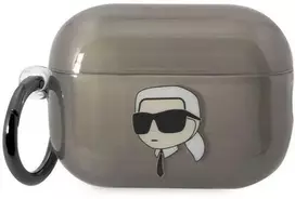 Karl Lagerfeld KKLAP2HNIKTCK Apsauginis dėklas AirPods Pro 2, juoda/juoda, Ikonik Karl Lagerfeld