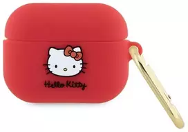 Hello Kitty Silikoninis dėklas su 3D Kitty galva, skirtas AirPods Pro - fuksijų spalvos