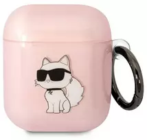 Karl Lagerfeld KLA2HNCHTCP dėklas Airpods 1/2 rožinis/rožinis Ikonik Choupette