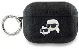 Karl Lagerfeld Monogram Dėklas galvos formos su Karl & Choupette motyvu, skirtas AirPods Pro 2 - Juodas