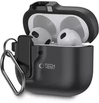 Tech-Protect Plonas dėklas su kabliuku skirtas AirPods 4 - Juodas
