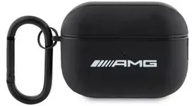 AMG AMAP2SLWK AirPods Pro 2 (2022/2023) dėklas juodas/juodas Oda Baltas Logotipas