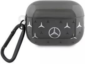 Mercedes MEAP28DPMGS AirPods Pro 2 (2022/2023) apsauginis dėklas, juodas, didelio žvaigždžių rašto