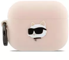 Karl Lagerfeld Silikoninis 3D dėklas galvai skirtas AirPods Pro 3 - Rožinis