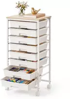 Songmics Mobilioji lentyna su stalčiais, 8 lygių, balta, 39,5 x 28,5 x 76,5 cm