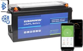 LiFePO4 akumuliatorius EUROPOWER LFP serija 12,8V 150Ah Bluetooth, šildymo kilimėlis (Tarnavimo laikas ~2000 ciklų)