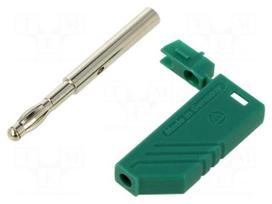 Laboratory connector: 4mm banana | plug | 24A | 30VAC | 60VDC | green