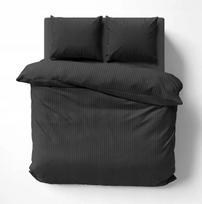 Satininė patalynė 180x200 lygi dryžuota „Premium“ juoda