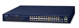 PLANET GS-4210-24P2S tinklo komutatorius Valdomas L2/L4 Gigabit Ethernet (10/100/1000) Maitinimas per Eternetą (PoE) 1U Mėlyna