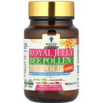 Bee & You, Kramtomosios bičių pienelio ir propolio tabletės, 60 tablečių