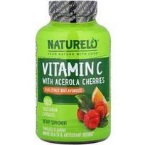 NATURELO, Vitaminas C su acerolos vyšniomis ir citrusinių vaisių bioflavonoidais, 180 vegetariškų kapsulių