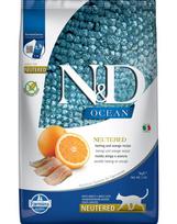 FARMINA N&D Ocean Cat Neutered Adult Herring & Orange 2x5 kg silkė ir apelsinai sterilizuotoms katėms
