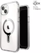 Dėklas Speck Presidio Perfect-Clear ClickLock & Magsafe do iPhone 15 Plus / iPhone 14 Plus (Clear / Chrome Finish / Serene Sidabrinis)