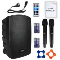 V-TONE BQ12 GO MP3 - active 8" battery-powered speaker with wireless microphone and remote control, black