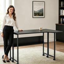 Maclean sulankstomas stalas MC-126 L/B, 100x73 cm, 75 cm, 50 kg, 6 ratai, juodas, L formos, mobilus