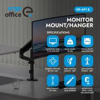 Ergo Office monitoriaus laikiklis ER-691 B, 17-32 col., 1-10 kg, VESA 100x100, dujų spyruoklė, juodas
