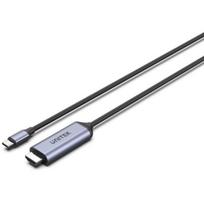 Unitek USB-C į HDMI kabelis V1423BGY01, 1.8 m, 7680 x 4320 pikselių, 60 Hz, USB 4, HDR10+, HDCP 2.3, apvalus, aliuminio