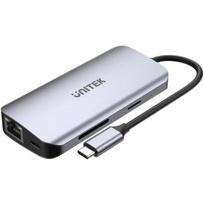 UNITEK ACTIVE HUB USB-C 2X HDMI 4K, RJ45, PD 100W