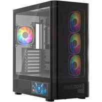 Modecom Kompiuterio korpusas Volcano AQ400 MC-A-AQ400-4FA-B, Midi bokštas, ATX, 4x 120mm ARGB ventiliatoriai, 6
