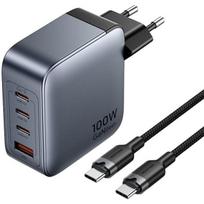 Vention Įkroviklis TZ-FETH0-EU, 100W, 1xUSB-A, 3xUSB-C, 100-240V, USB Power Delivery 30W, kabelis