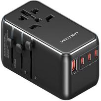 Vention kelioninis maitinimo adapteris FJGB0, 100W, 100-250V, 10A, 4x USB, USB-A, 3x USB-C, universalus, I tipas (AU)