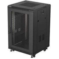 Lanberg serverių spinta FF01-6618-23B, 18U, 600x600mm, perforuotos durys, LCD, IP20, 2 ventiliatoriai, 4 vertikalios bėgiai