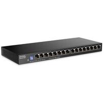 Zyxel komutatorius GS1100-16ES-EU0101F, 16x 10/100/1000Mbps, 32Gb/s, nevaldomas, stalinis, be ventiliatoriaus, sieninis