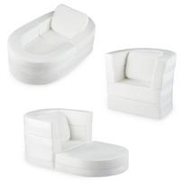 Vaikiška sofa-lova, transformuojama 3-in-1, 97x66x28 cm, balto veliūro