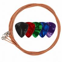 Akustinės gitaros stygos varinės, 6 vnt., su 0,5 mm kirtikliais, 5 vnt.