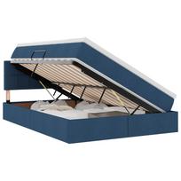 vidaXL LED saugojimo lova su čiužiniu Mėlyna 140 x 190 cm Audinys