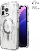 Speck Presidio Perfect-Clear Grip ClickLock & MagSafe - dėklas skirtas Apple iPhone 16 Pro Max Clear / Chrome Finish / Serene Sidabrinis