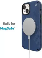 Speck Presidio2 Grip + MagSafe - dėklas skirtas Apple iPhone 14 Plus su MICROBAN coating Coastal Mėlyna / Juodas / Baltas