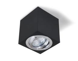 "LED Cubo" kvadratinis paviršinis halogeninis šviestuvas, šlifuotas juodas / sidabrinis