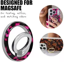 MagSafe magnetinis telefono laikiklis Crong Deluxe RING, rožinis „Rožinė Tortoise“