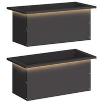 vidaXL Sodo vazonas su LED 2 vnt. Juoda 30 x 60 x 30 cm Plienas