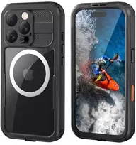 Crong Seal Cover vandeniui atsparus dėklas iPhone 16 Pro, juodas