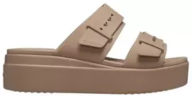Moteriškos platforminės šlepetės Crocs Brooklyn Low, smėlio spalvos