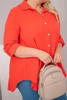 Moteriška Plus Size muslino palaidinė, raudonos spalvos