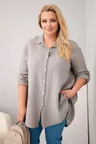 Moteriška Plus Size muslino palaidinė, fango spalvos