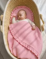 2 dalių muslino kūdikio patalynės komplektas su raukinuku My Sweet Baby, rožinis
