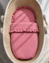 2 dalių muslino kūdikio patalynės komplektas su raukinuku My Sweet Baby retro pink