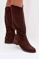 Ilgaauliai batai virš kelių su ažūriniu raštu Step in style