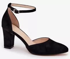 Juodi aukštakulniai bateliai su dirželiu prie čiurnos Step in style
