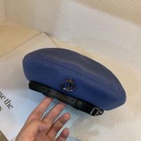 Black beret female autumn and winter bud hat ins face flat top painter hat ins M（56-58cm） mėlyna