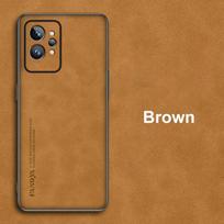 Skirta Realme GT2 Pro dėklas, prabangus PU odos telefono dėklas, skirta Realme GT Neo 2 2T 3 T 3T 5G, galinis dangtelis, matinis silikonas, visapusiška apsauga Realme GT Neo 3T ruda