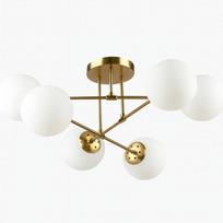 PAKABINAMA LUBŲ LEMPA KRISLAMP ASTER, AUKSINĖ, SU BALTAIS GAUBTAIS, 6 X E27