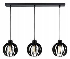 LED-ONE pakabinamas lubinis šviestuvas, juodas LOFT, juodo medžio gaubtai, 3 × E27