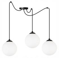 Pakabinamas lubinis šviestuvas „FLORENCE“ 2250/15/3P, trigubas, juodas, su baltais stiklo gaubtais, E27