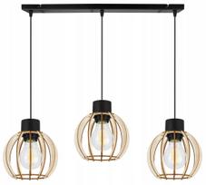 Trijų šviesos šaltinių pakabinamas medinis lubinis šviestuvas Light Home TIMBER 2358/3, modernus boho stilius