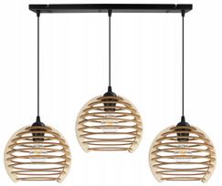 Pakabinamas trigubas medinis lubinis šviestuvas „Light Home“ TIMBER 2490/3, modernus boho stilius